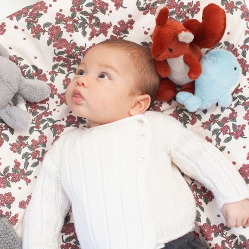 modele tricot pdf moufles bébé gris bleu en fi bio
